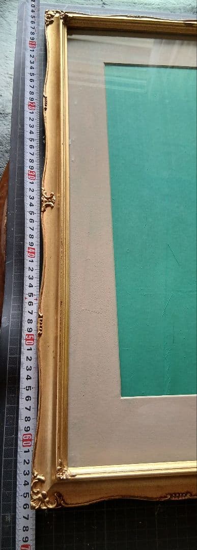 額縁　ゴールド装飾木製額縁 クリームマット付き