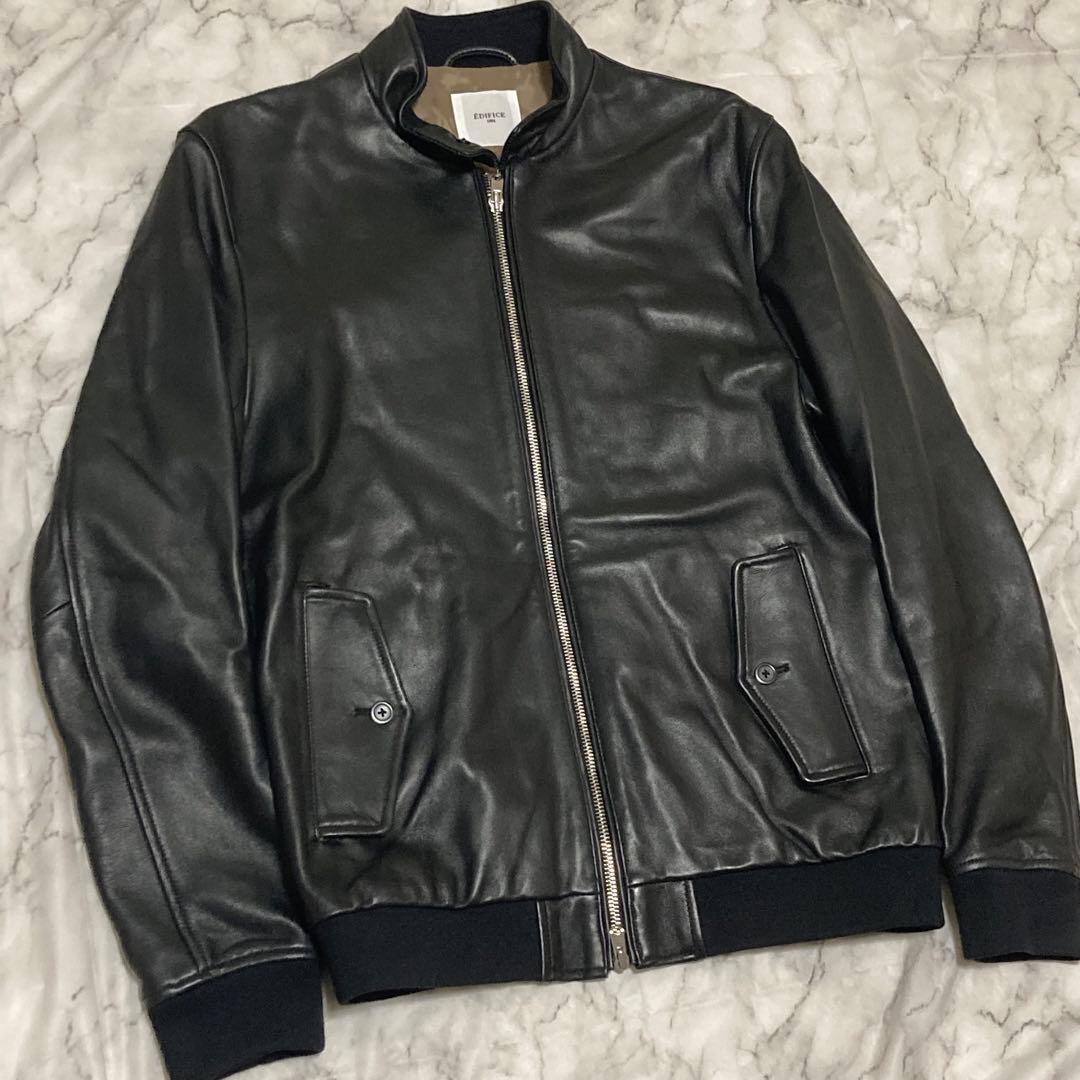 Edifice【高年式モデル】羊革 ラムレザー 黒 ブラック シングルライダース