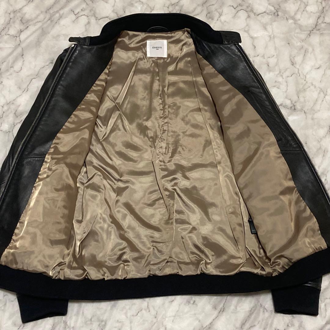 Edifice【高年式モデル】羊革 ラムレザー 黒 ブラック シングルライダース