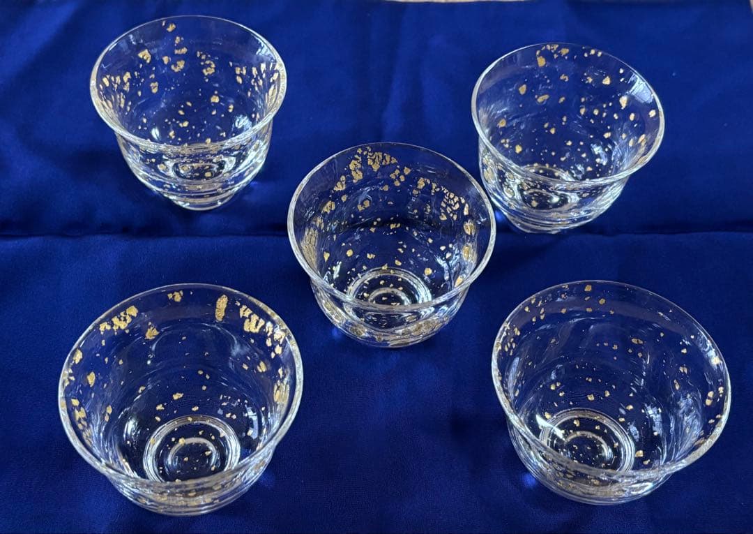 煎茶道具 煎茶碗 ガラス茶碗 義山 金散らし