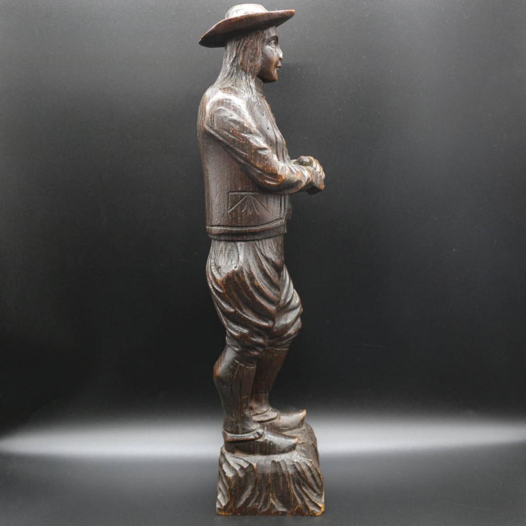 木彫 オブジェ 男女ペア アンティーク 置物 高さ約35cm