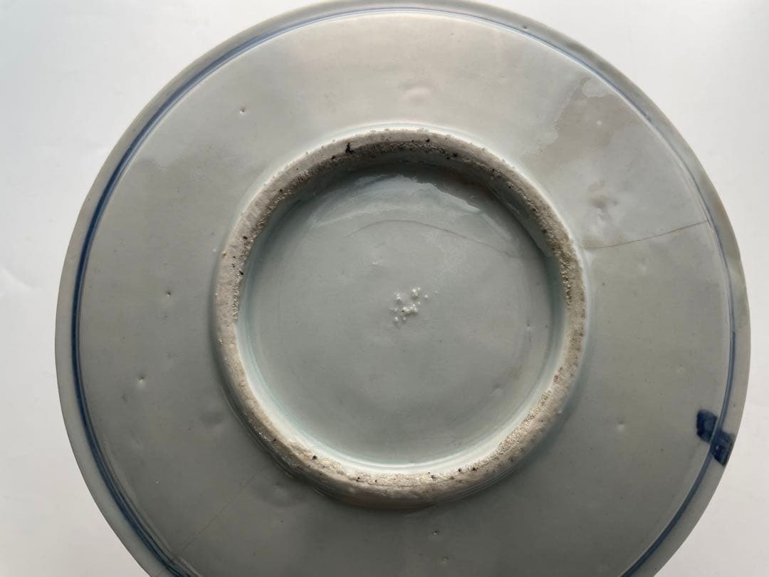 骨董　アンティーク　初期伊万里　花唐草山水文　七寸皿　丸皿　中皿　古伊万里　染付