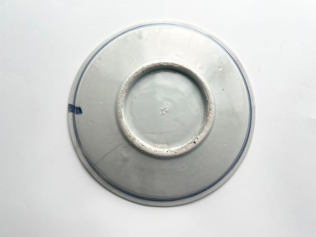 骨董　アンティーク　初期伊万里　花唐草山水文　七寸皿　丸皿　中皿　古伊万里　染付