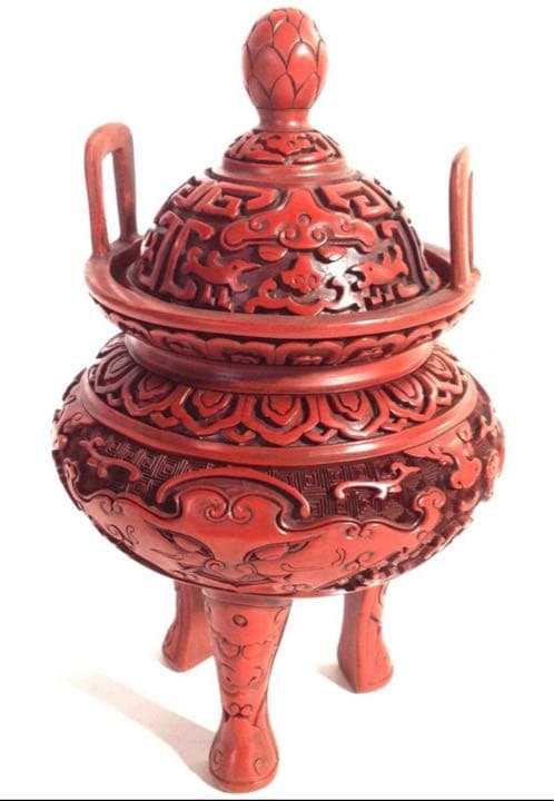 香炉　堆朱　三脚香炉 唐物 時代物