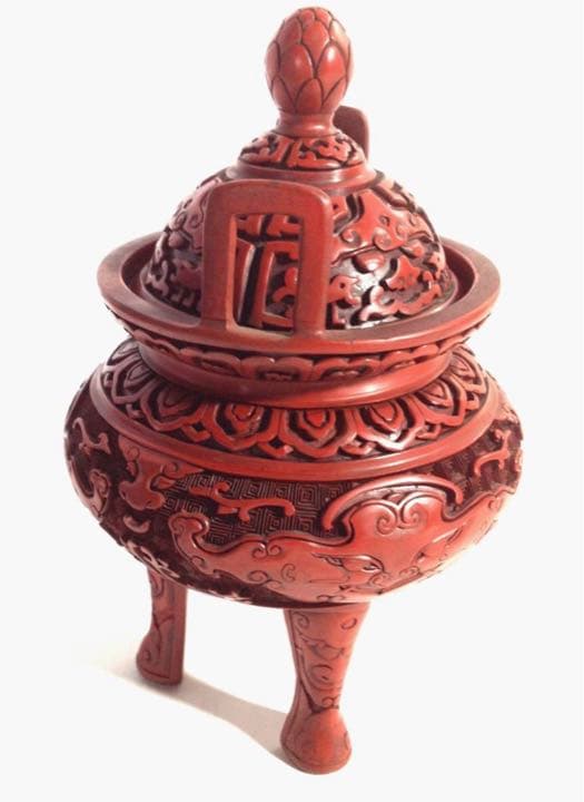 香炉　堆朱　三脚香炉 唐物 時代物