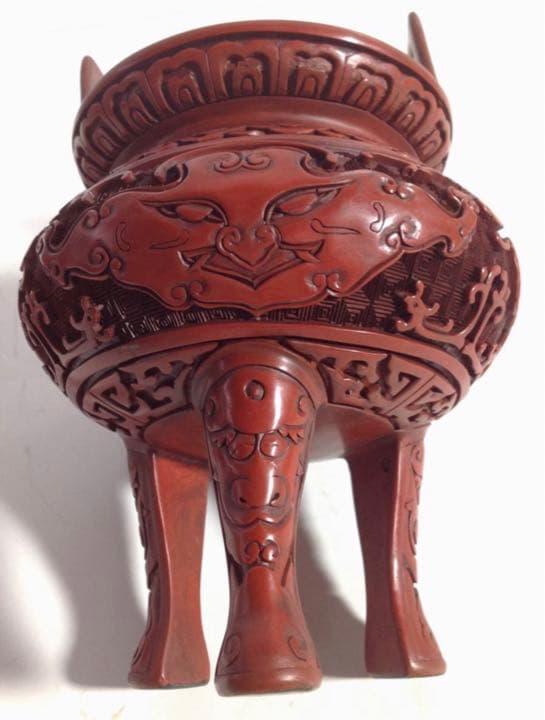 香炉　堆朱　三脚香炉 唐物 時代物