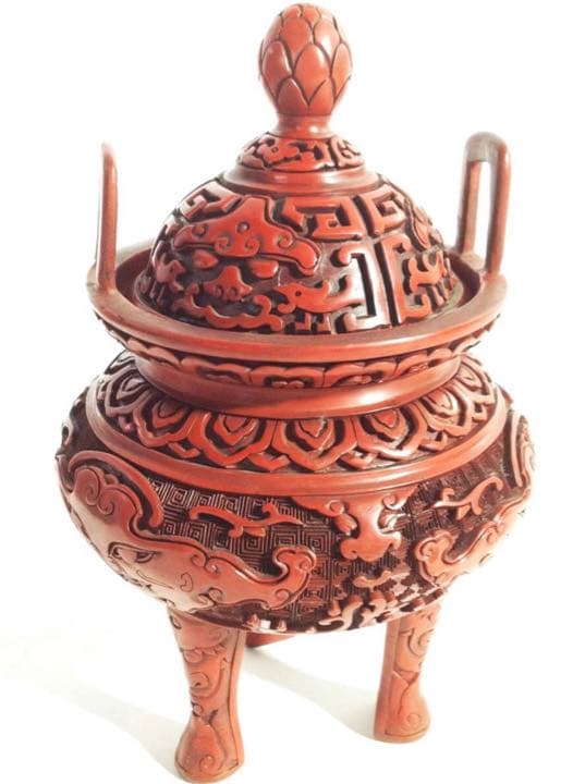 香炉　堆朱　三脚香炉 唐物 時代物