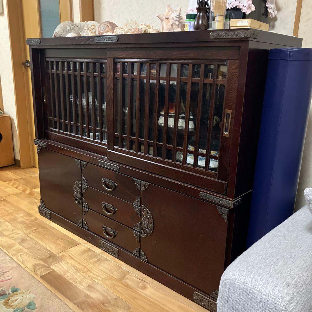 木製キャビネット 中型 ダークブラウン