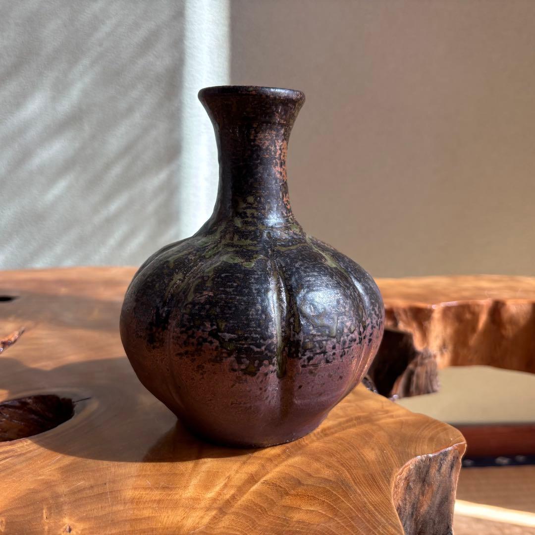 釜変 「瓜形瓶」市野茂良 丹波焼 丹窓窯 花瓶 共箱