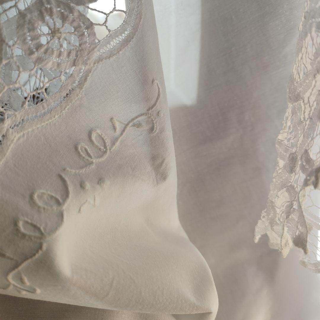 ヴィンテージバテンレース　白糸　円形クロス