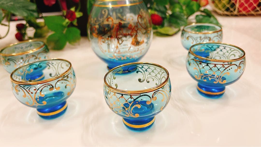 大幅値下げ！新品★未使用　ベネチアングラス5客&ボトルセット