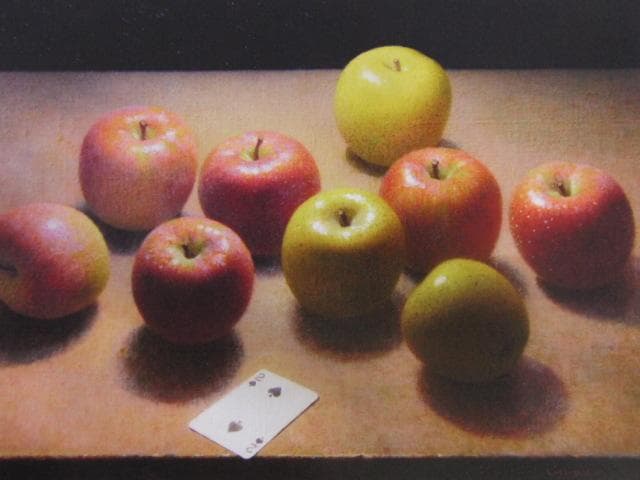 余村展、【夜の林檎】、希少な額装用画集画、新品高級額 額装付、状態良好