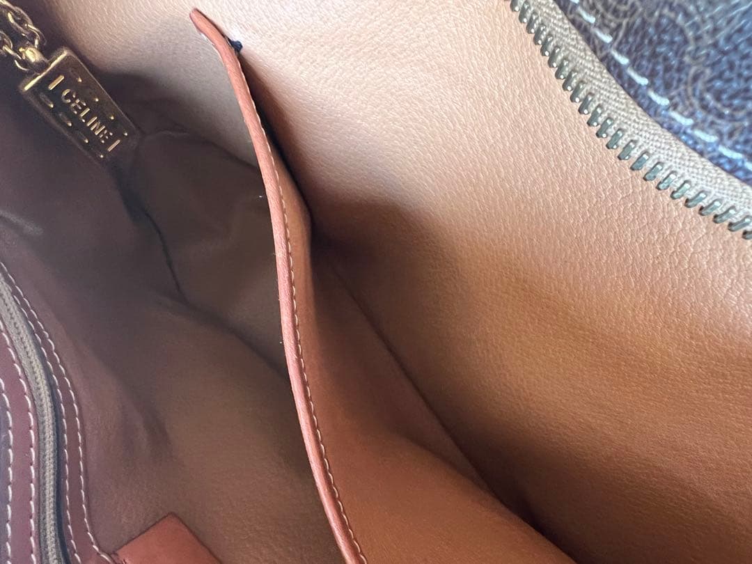 Cute　CELINE ブラウンレザーショルダーバッグ