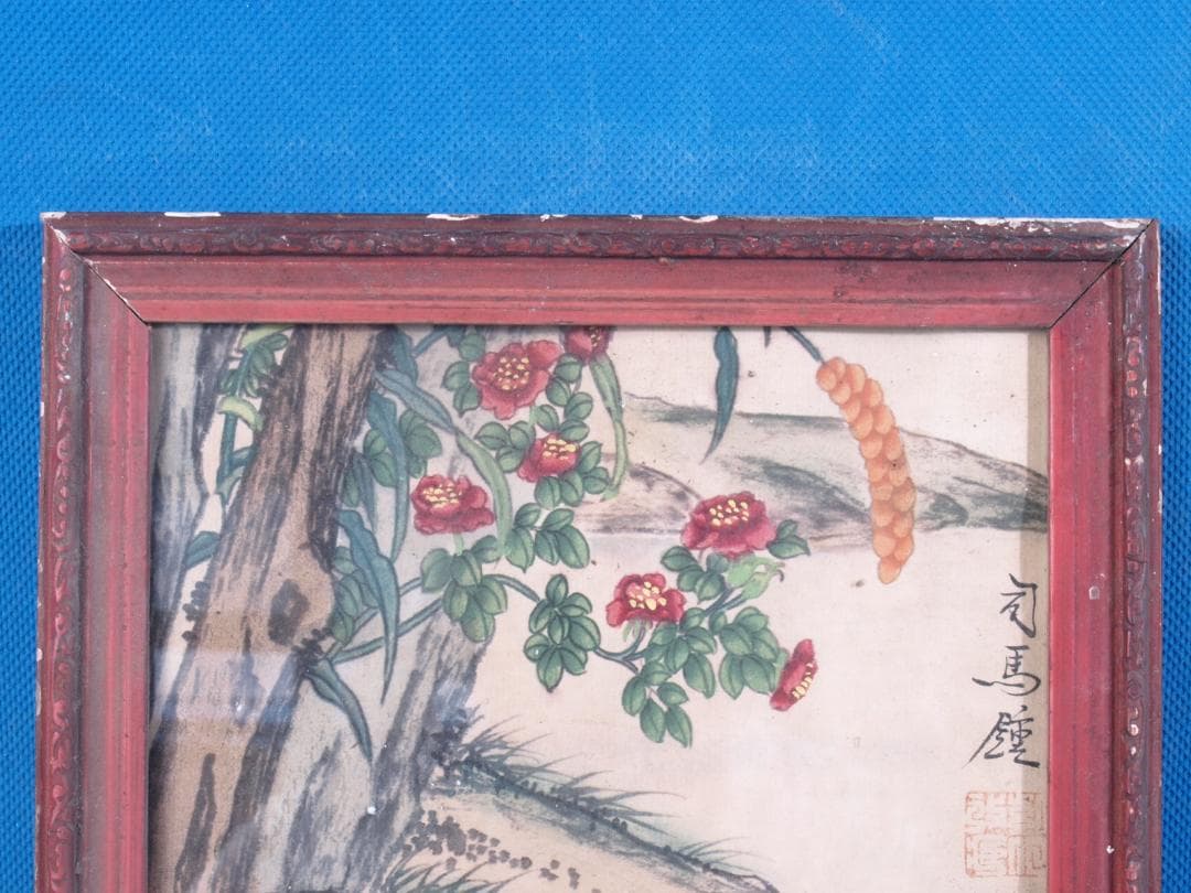 唐物　民間仕入れ品　清時代木製肉筆絵※激安骨董品R1600A5-2