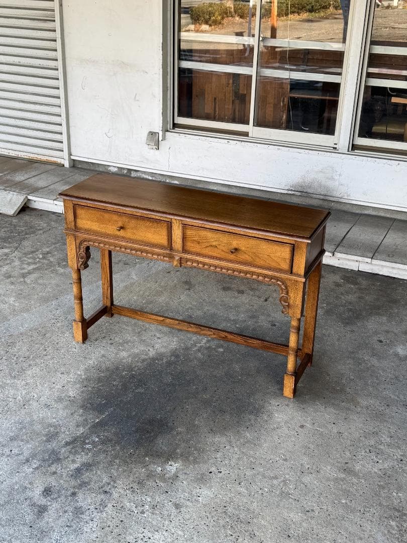 英国アンティークコンソールテーブル ホールテーブル 木製 オーク材 イギリス