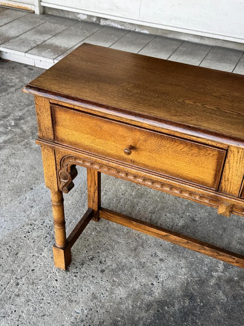 英国アンティークコンソールテーブル ホールテーブル 木製 オーク材 イギリス