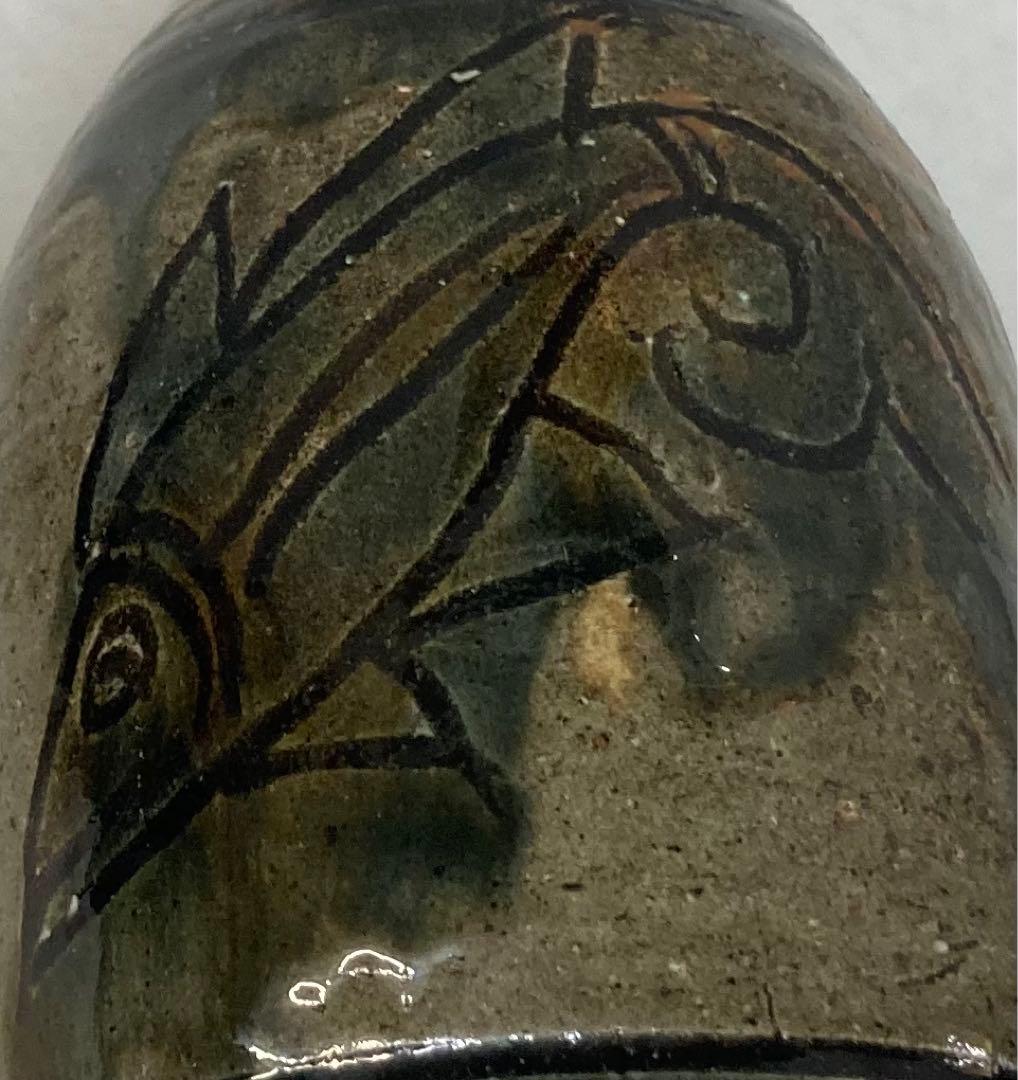 B162s  金城次郎作　徳利・盃セット　1組　壺屋焼　沖縄　人間国宝　酒器　魚