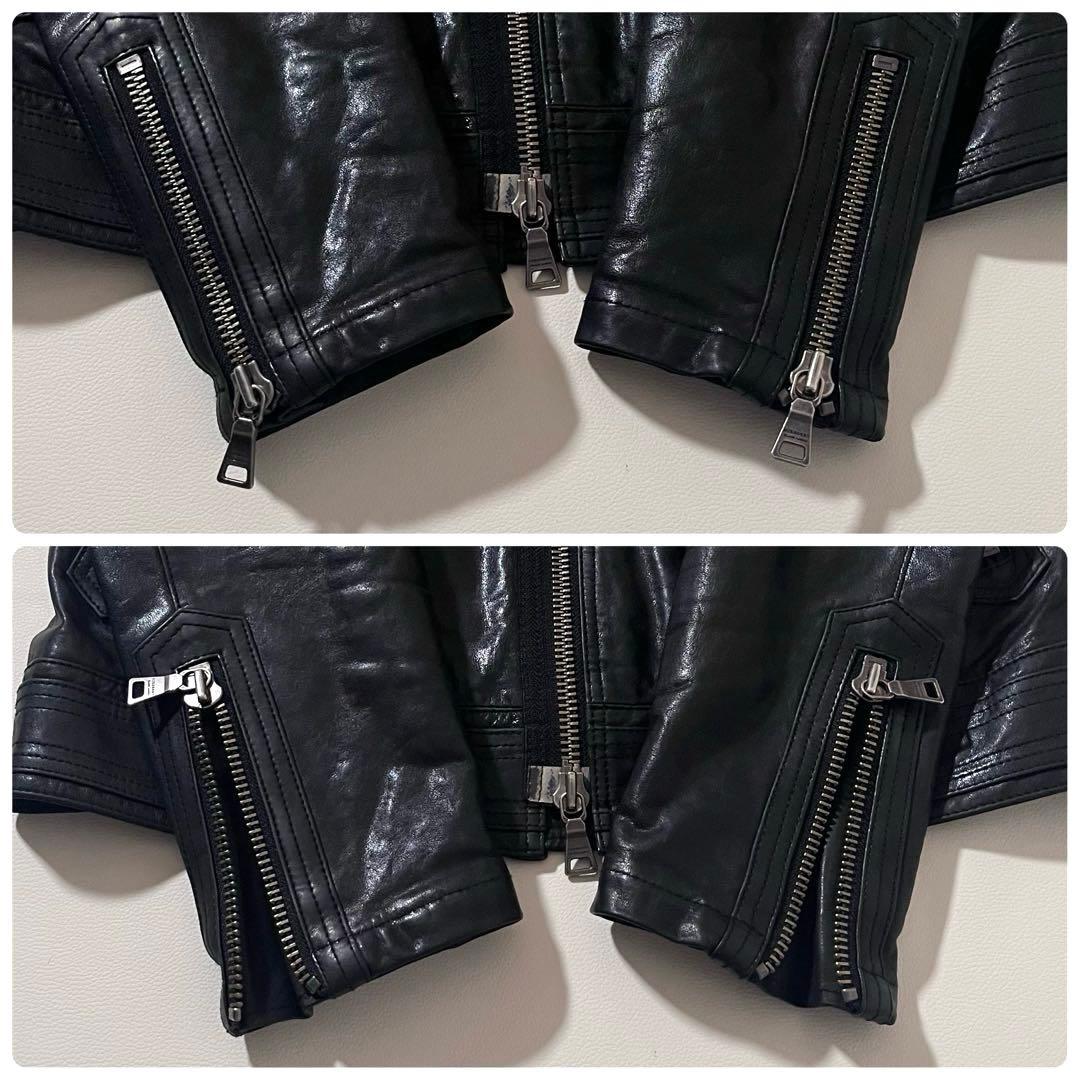 【良品】バーバリーブラックレーベル　ラムレザージャケット　LL　着脱ファー　羊革