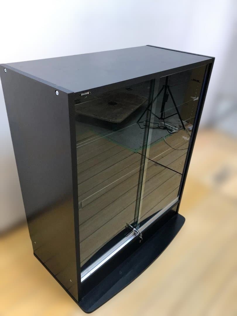 送料無料 JAJAN　コレクション ガラスショーケース 鍵付き 黒 251106