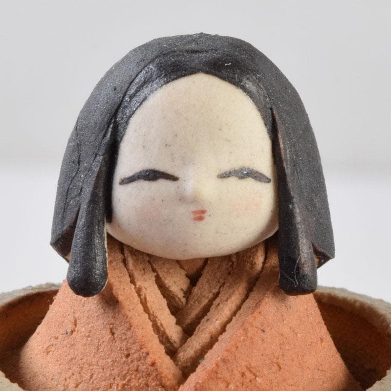 矢羽田英子作　陶人形　雛人形　立雛　共箱　V 8703