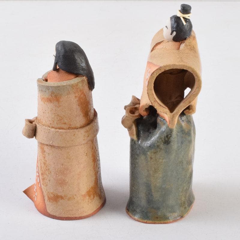 矢羽田英子作　陶人形　雛人形　立雛　共箱　V 8703