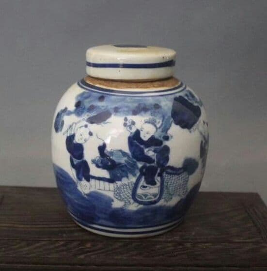 青と白の陶磁器の人物、キリンの家装飾置物のコレクション8