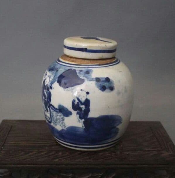 青と白の陶磁器の人物、キリンの家装飾置物のコレクション8