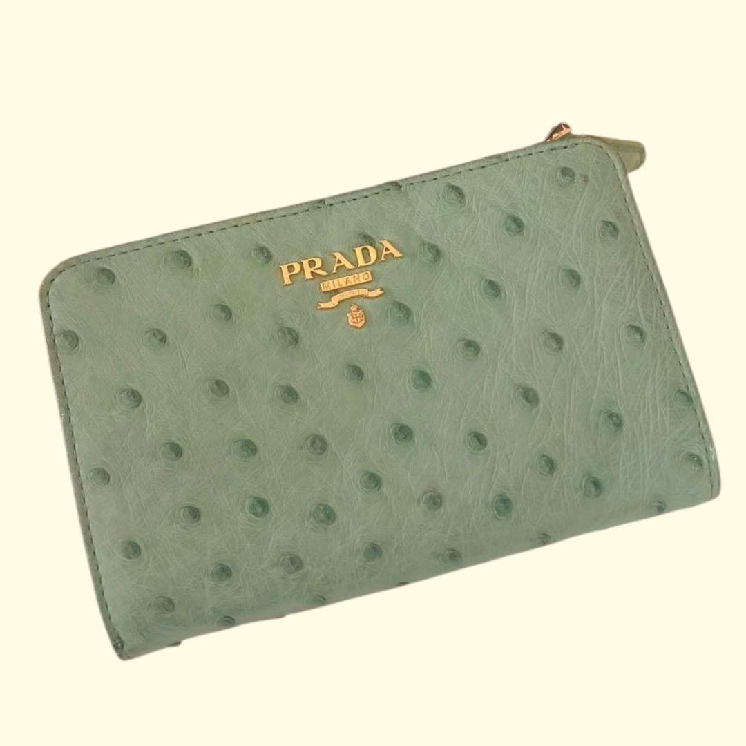 【kanmi✩.*˚】PRADA 二つ折り財布　オーストリッチ