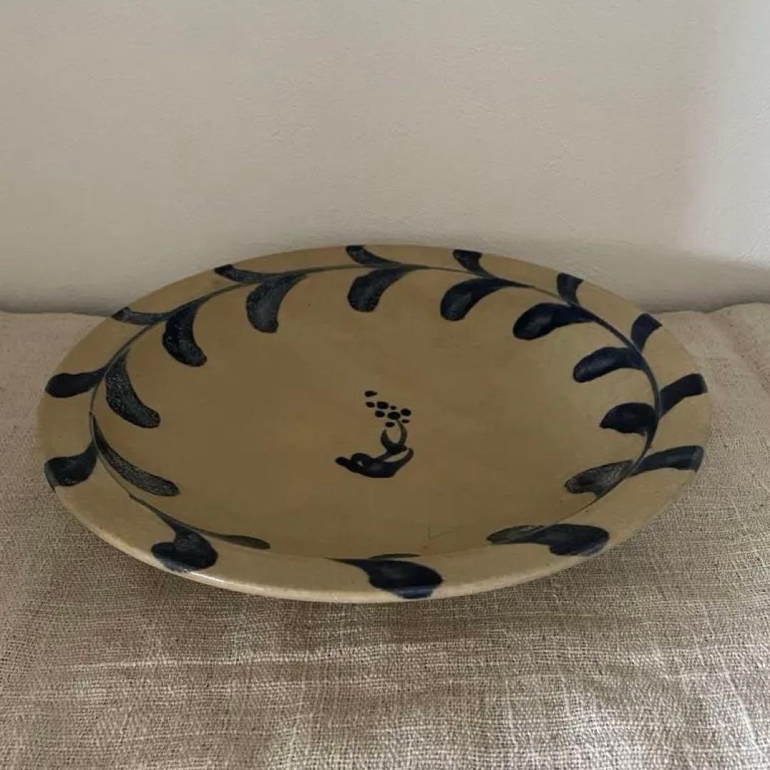 沖縄　大嶺實清　1980年代作品　黍紋様染め付け皿