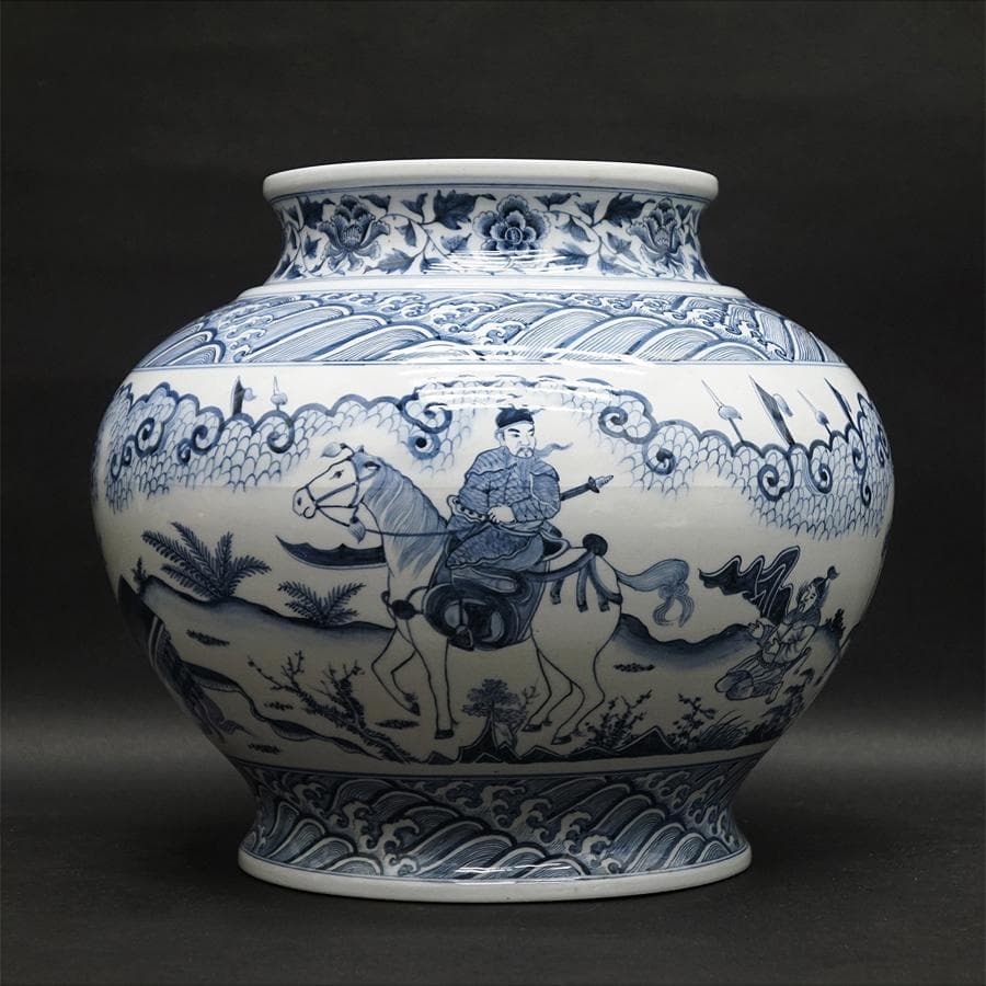 中国美術 中国古玩 特大染付花瓶 花生 飾壷 唐物 磁器 陶芸 古美術品