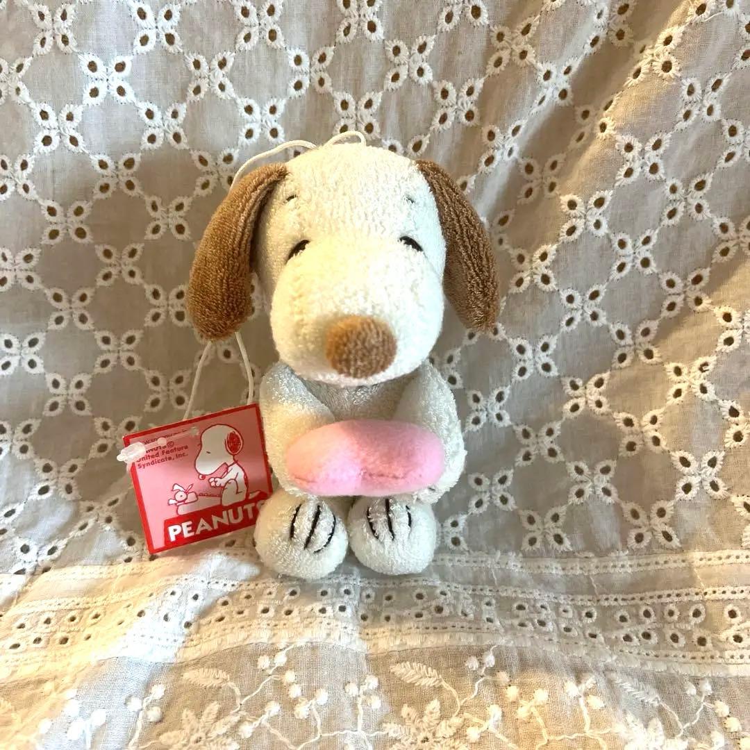 レア‼️アンティークスヌーピー ぬいぐるみ ピンクハートクッション付き