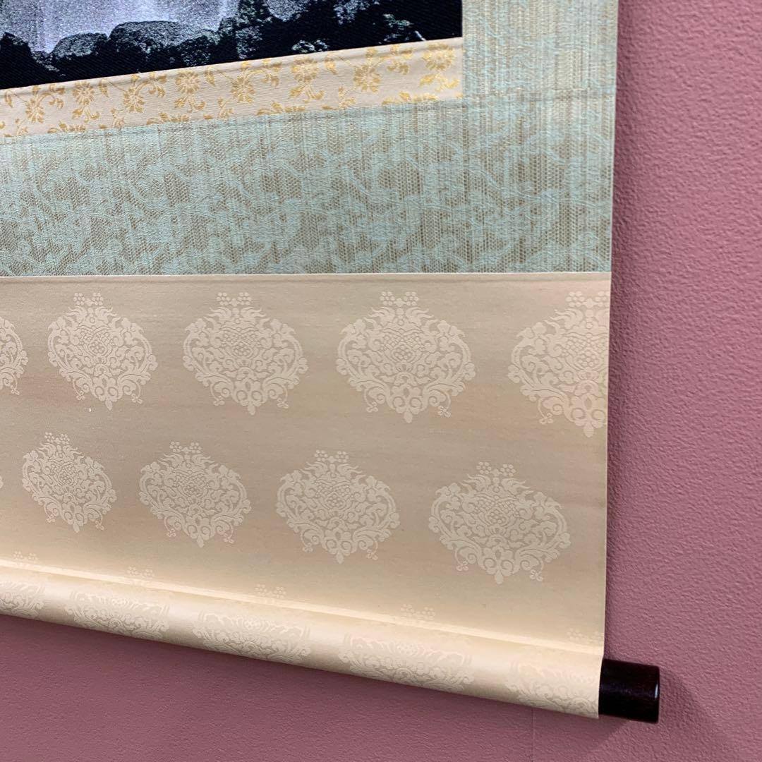 美品 掛け軸 西陣織 那智の滝 観音出現図 太巻き付 西国三十三所