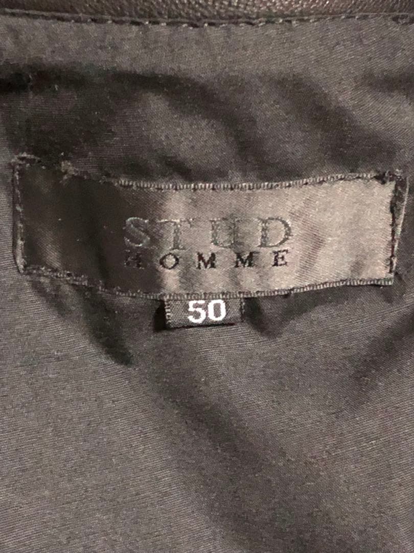 STUD HOMME ラムレザーバイカー ライダース ジャケット バルマン型 黒