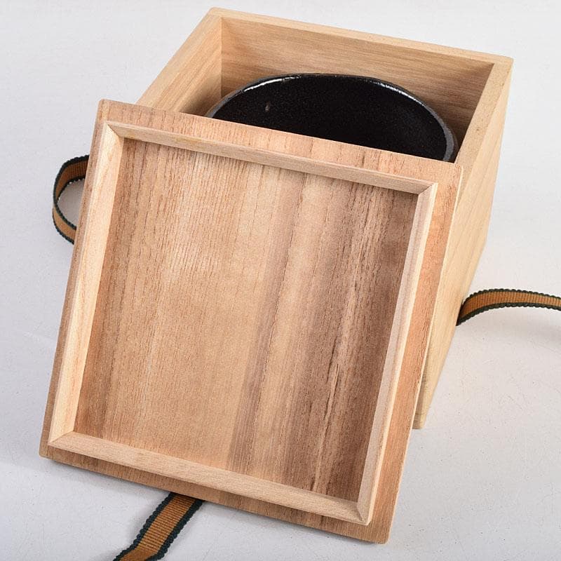 茶道具　楽吉左衛門　黒楽茶碗　時代箱付　V　R9355