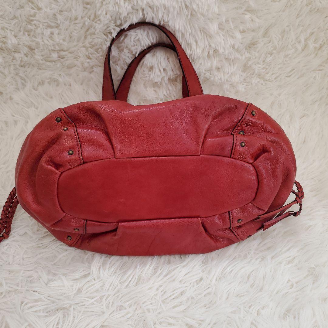 ⭐良品⭐ANNA SUI レザー ショルダーバッグ 赤 バタフライ