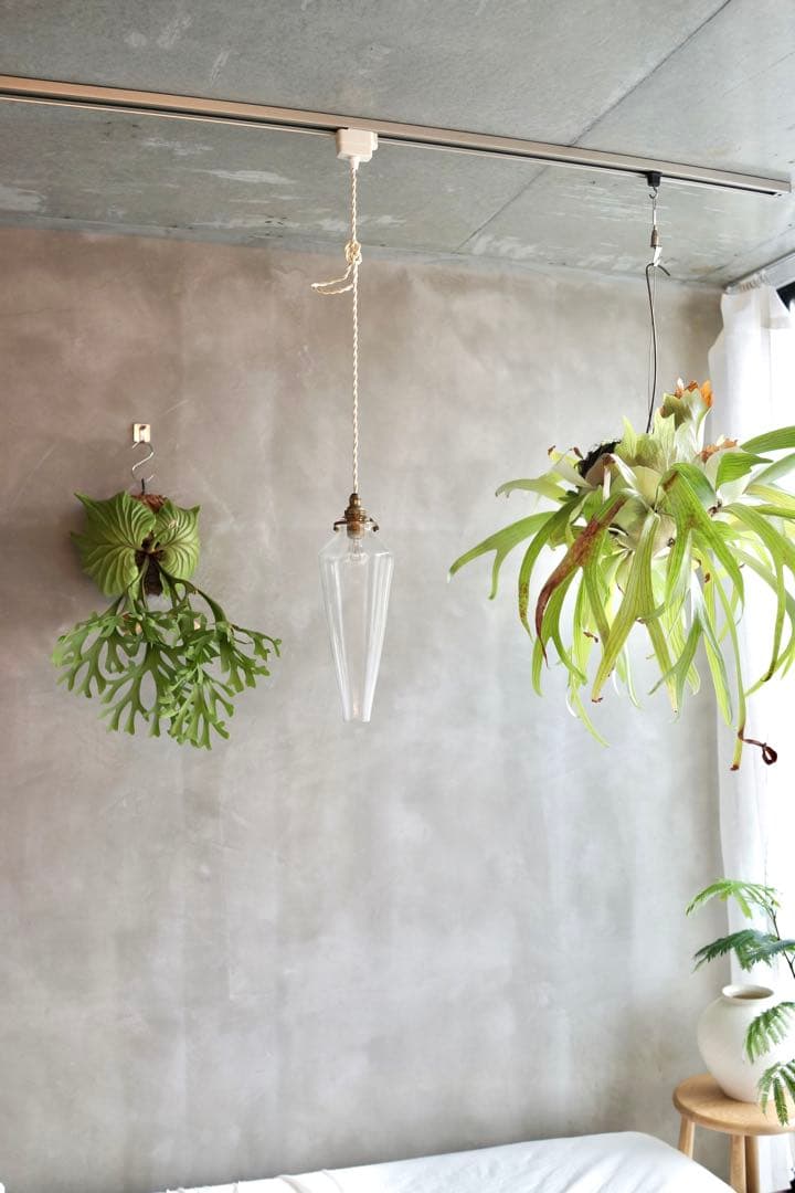 希少品　蠣崎マコト　ガラスランプシェード　作家　つららランプ