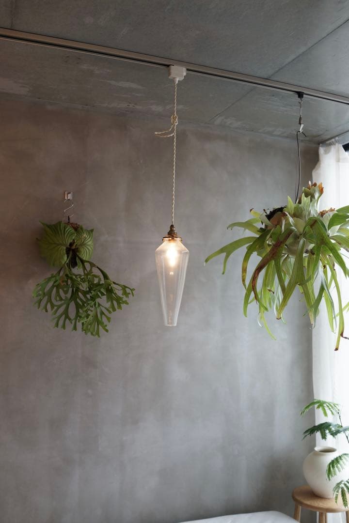 希少品　蠣崎マコト　ガラスランプシェード　作家　つららランプ