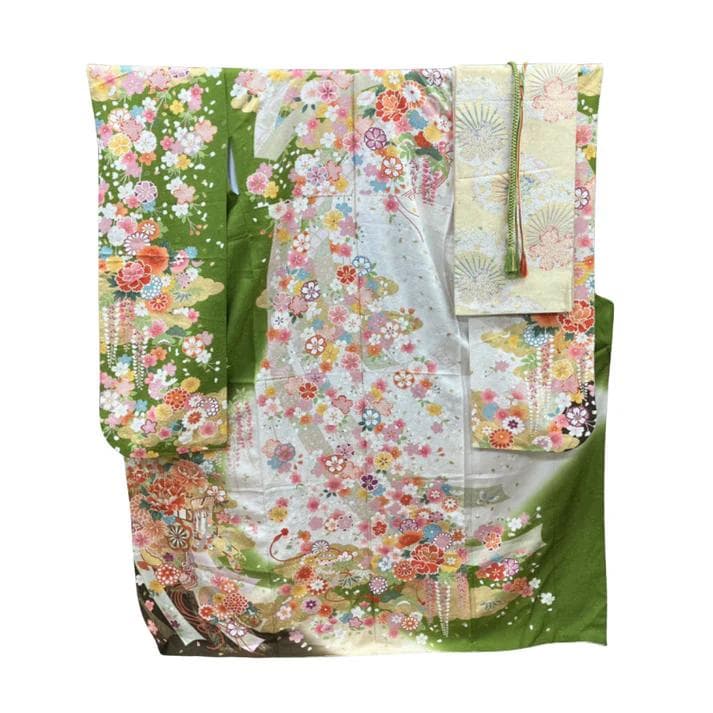 ≪早い者勝ち≫【美品】 振袖 正絹 古典柄 成人式 単品 抹茶色 S*19