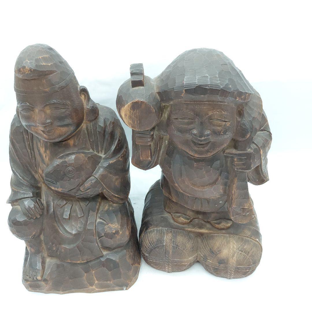 江戸時代　木彫七福神　恵比寿様　大黒様　漁業商売繁昌　五穀豊穣財運の神