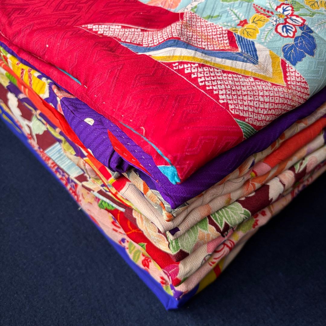 2606 アンティーク子ども着物錦紗襦袢9枚おまとめ売り材料正絹