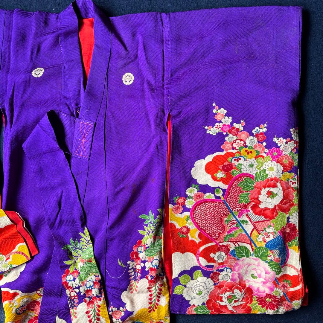 2606 アンティーク子ども着物錦紗襦袢9枚おまとめ売り材料正絹