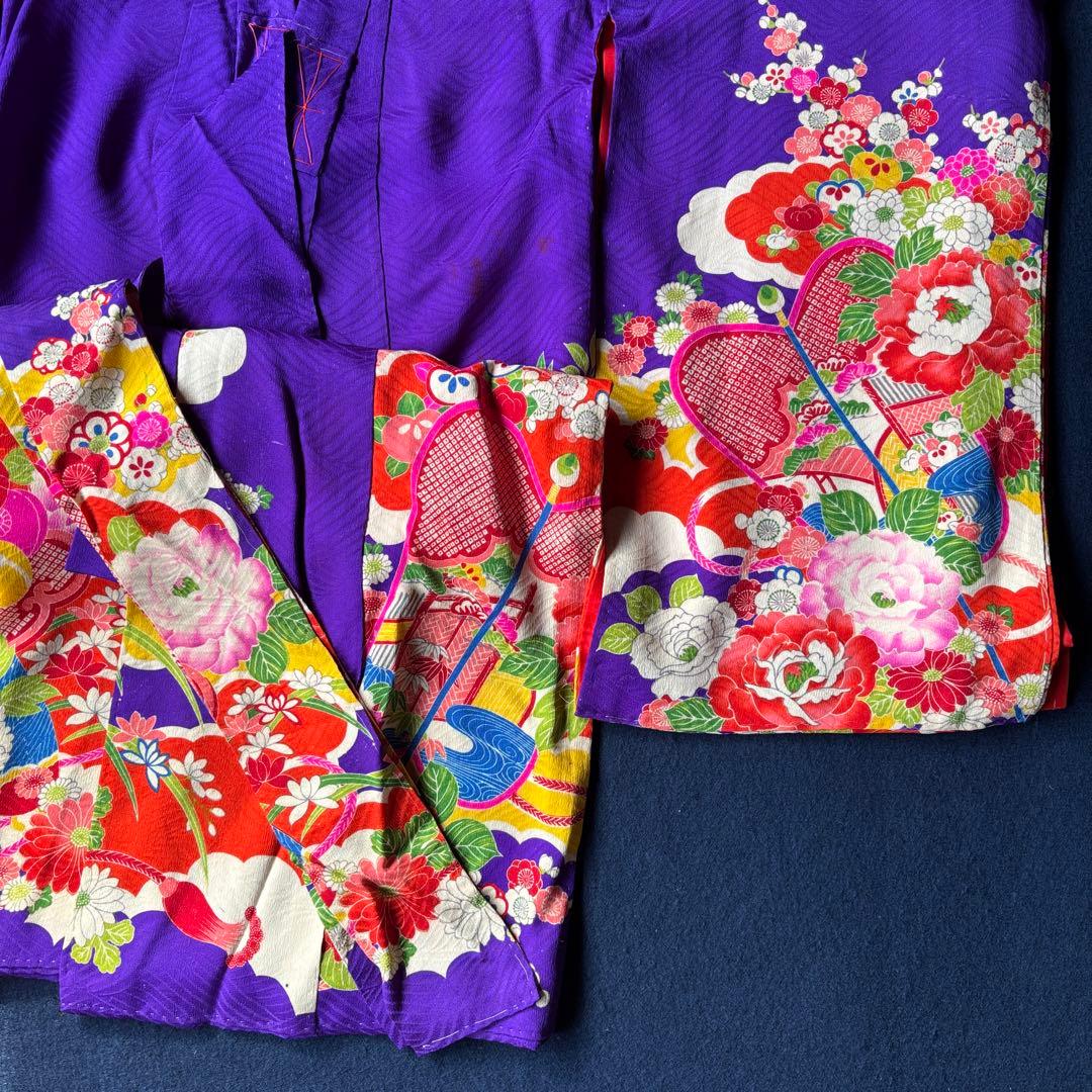 2606 アンティーク子ども着物錦紗襦袢9枚おまとめ売り材料正絹