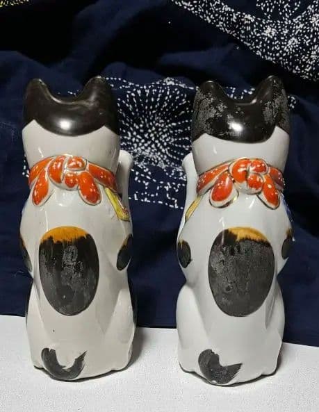 招き猫 置物 陶器製 2体セット セール