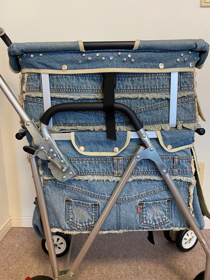 ユーピーカラーズデニム素材 二段式 ペットカート