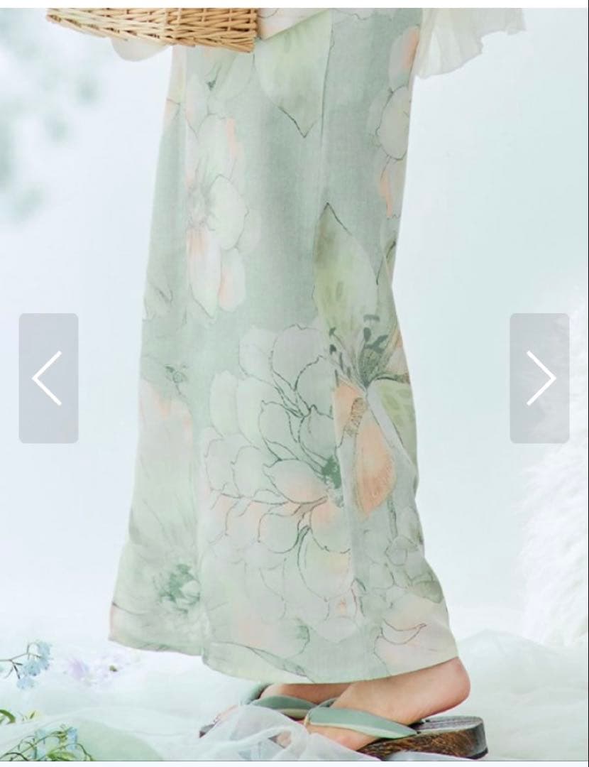 新品未使用 アイシーミントフラワー浴衣 【浴衣３点セット】