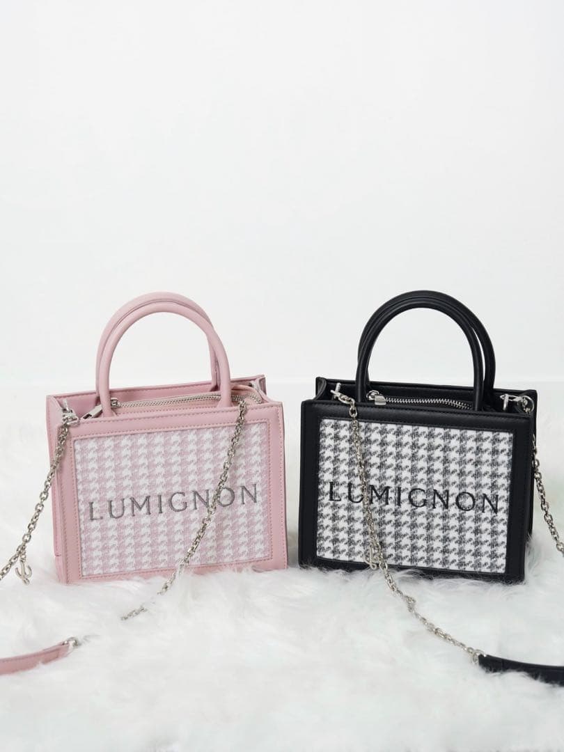 バッグ Lumignon houndstooth 2way bag (pink)