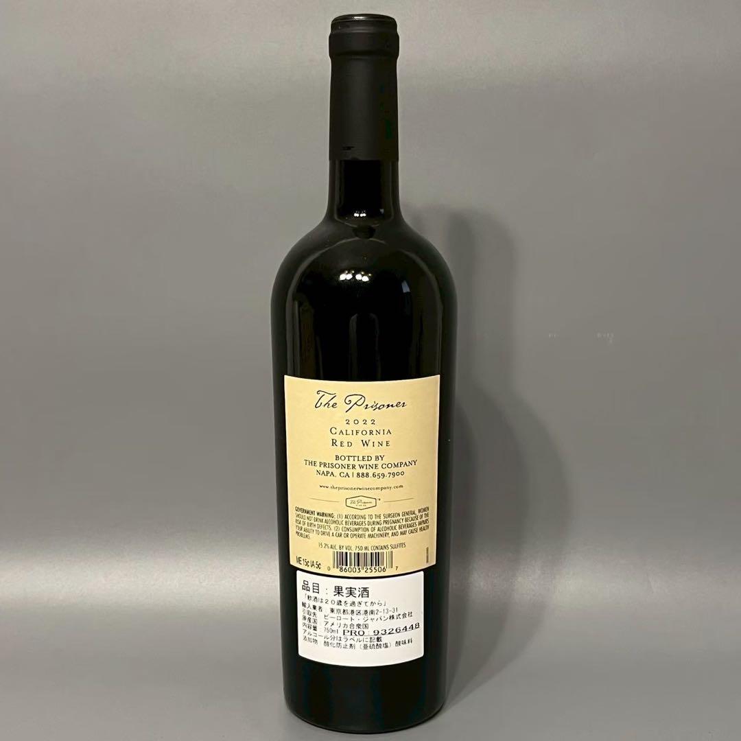 未開栓 ザ プリズナー カリフォルニア 2022 赤ワイン　アメリカ　750ml