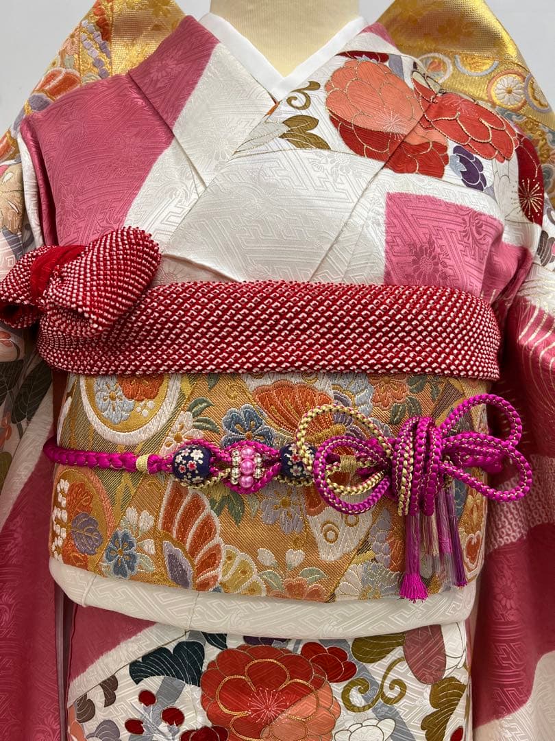 振り袖　フルセット　長襦袢付　成人式　振袖　金彩加工　刺繍入り　絞り入り　628