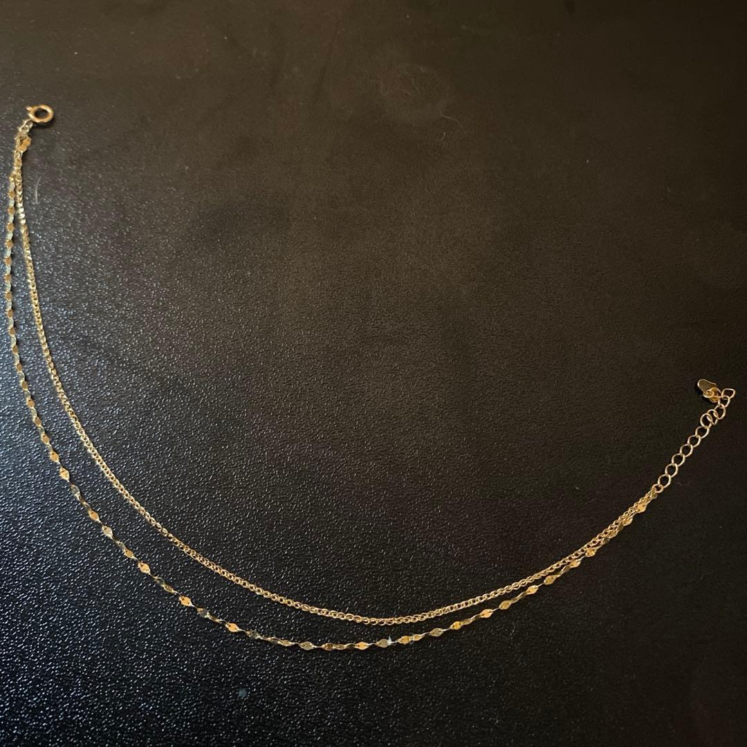 2連アンクレット　k18 18k 18金　アンクレット　YG