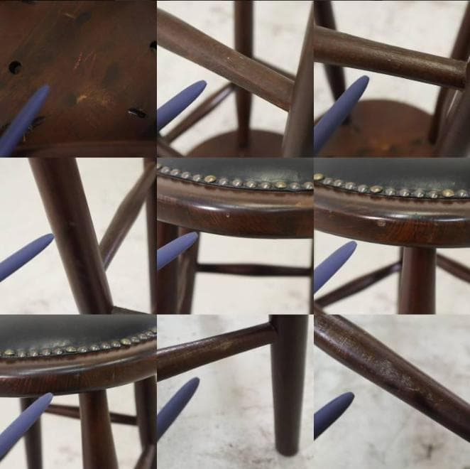 6脚まとめ買い4 ルーマニア製 ハイスツール ビーチ材 ブラック PVCレザー